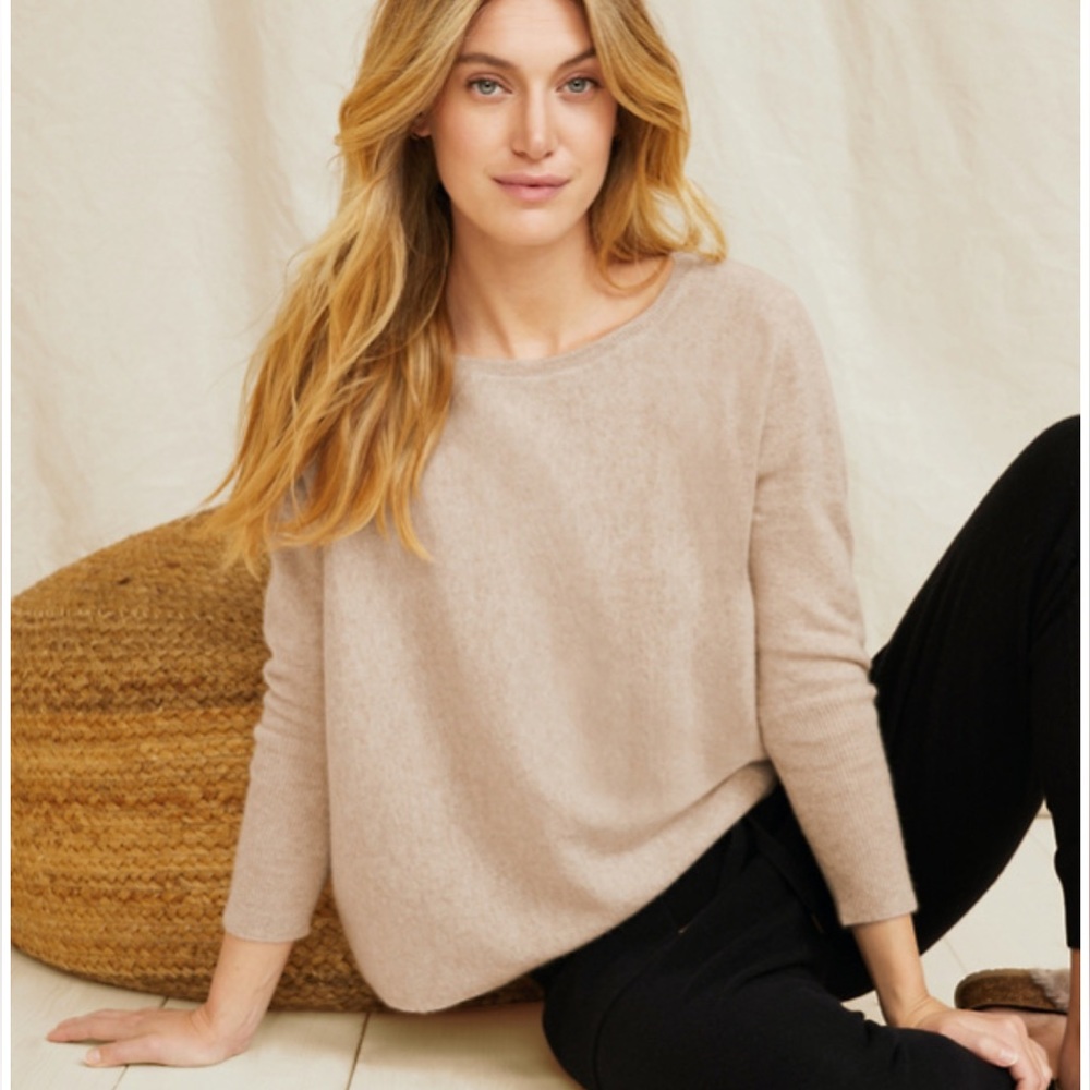 Oatmeal garnet hill cashmere cropped sweater, NWOT
